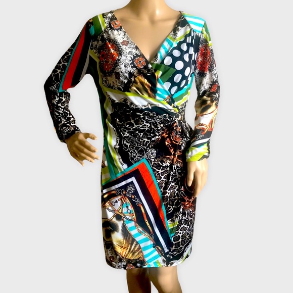 COLORFUL LONG SLEEVE MULTI-PATTERNED DRESS - Picture 9 of 9